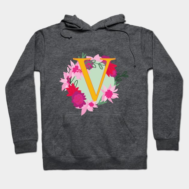 Monogram V, Personalized Initial Hoodie by Bunniyababa